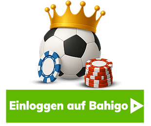 Bahigo Sport Wetten mit Fussball und Chips über dem Login Button